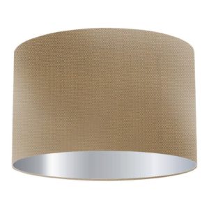Almond Silk Drum Lampshade with Silver Lining