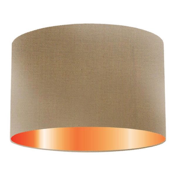 Almond Silk Drum Lampshade With Copper Lining