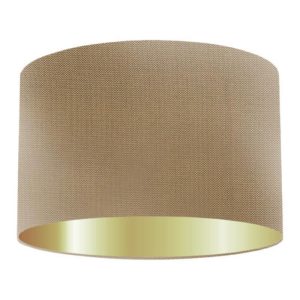 Almond Silk Drum Lampshade With Gold Lining