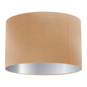 Apricot Silk Drum Lampshade with Silver Lining