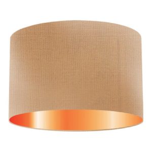 Apricot Silk Drum Lampshade With Copper Lining
