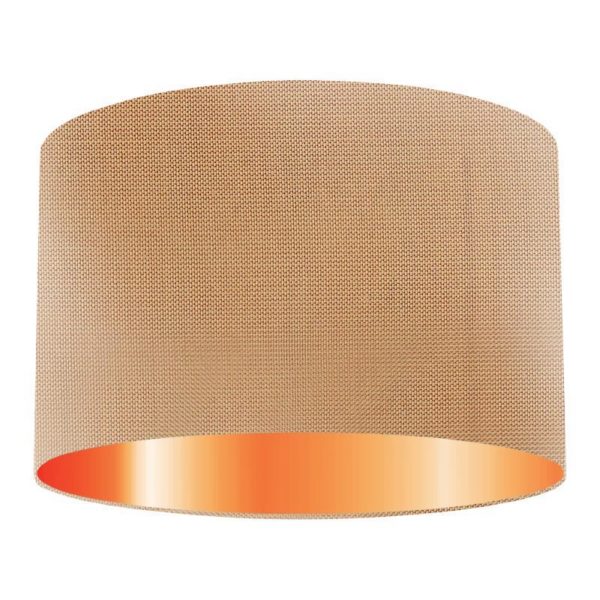 Apricot Silk Drum Lampshade With Copper Lining