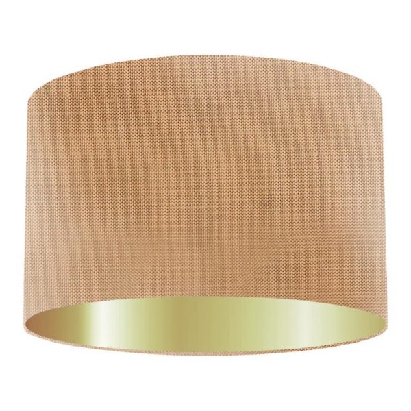 Apricot Silk Drum Lampshade With Gold Lining