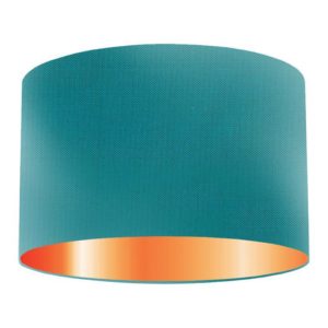 Aqua Silk Drum Lampshade With Copper Lining