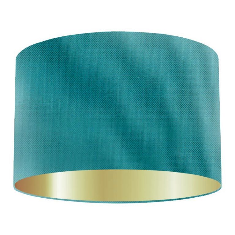 Aqua Silk Drum Lampshade With Gold Lining Dorval Lighting