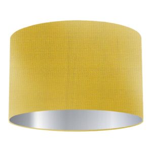 Banana Silk Drum Lampshade with Silver Lining