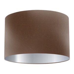 Bark Silk Drum Lampshade with Silver Lining