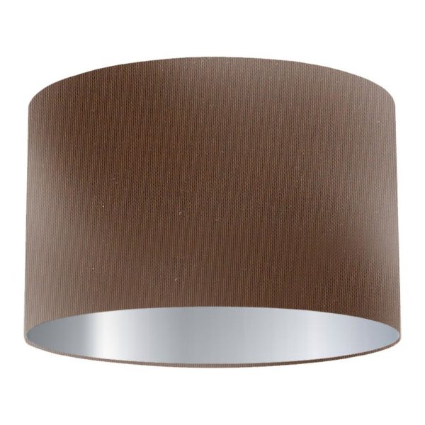 Bark Silk Drum Lampshade with Silver Lining
