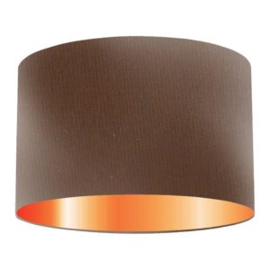 Bark Silk Drum Lampshade With Copper Lining