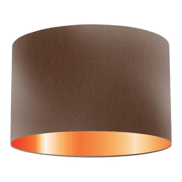 Bark Silk Drum Lampshade With Copper Lining