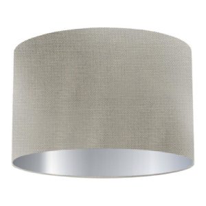 Birch Silk Drum Lampshade with Silver Lining