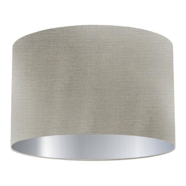 Birch Silk Drum Lampshade with Silver Lining