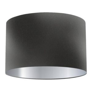 Black Silk Drum Lampshade with Silver Lining
