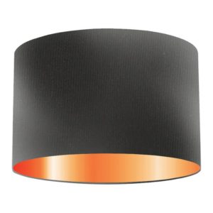Black Silk Drum Lampshade With Copper Lining