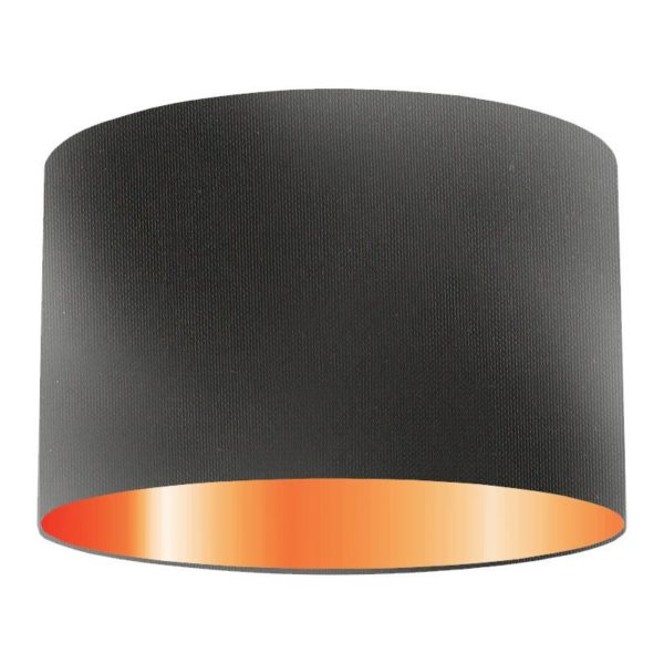Black Silk Drum Lampshade With Copper Lining