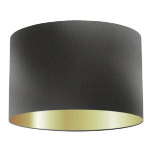 Black Silk Drum Lampshade With Gold Lining