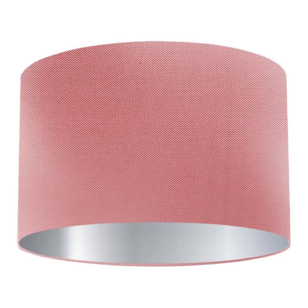 Blush Silk Drum Lampshade with Silver Lining