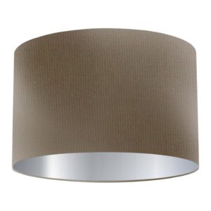 Brazil Nut Silk Drum Lampshade with Silver Lining