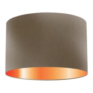 Brazil Nut Silk Drum Lampshade With Copper Lining