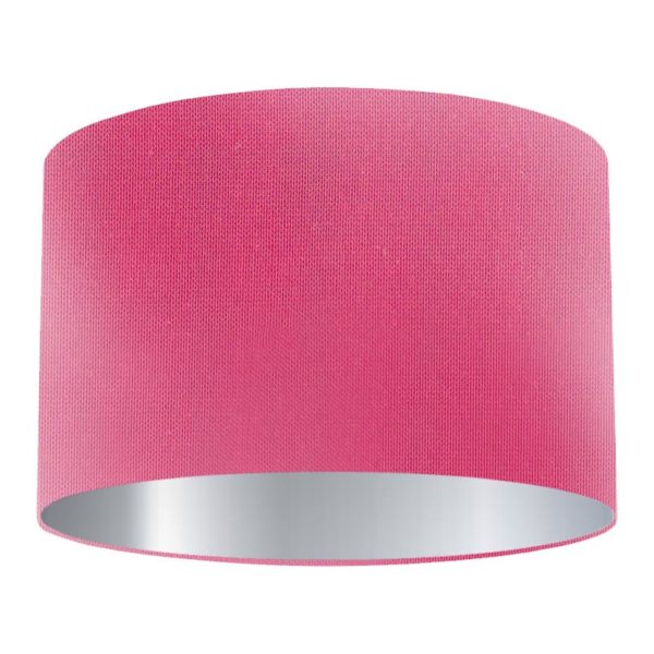 Bubblegum Silk Drum Lampshade with Silver Lining