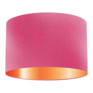 Bubblegum Silk Drum Lampshade With Copper Lining