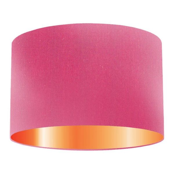 Bubblegum Silk Drum Lampshade With Copper Lining