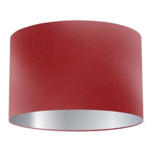 Burgundy Silk Drum Lampshade with Silver Lining
