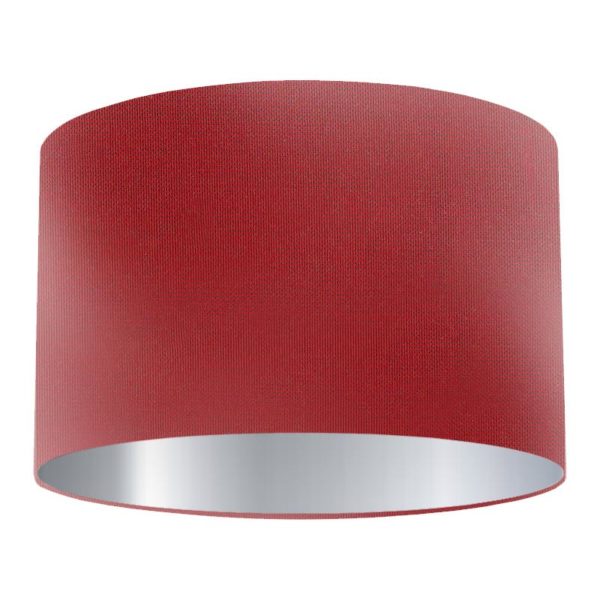 Burgundy Silk Drum Lampshade with Silver Lining