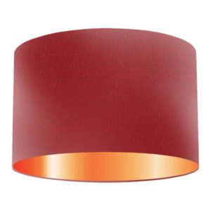 Burgundy Silk Drum Lampshade With Copper Lining