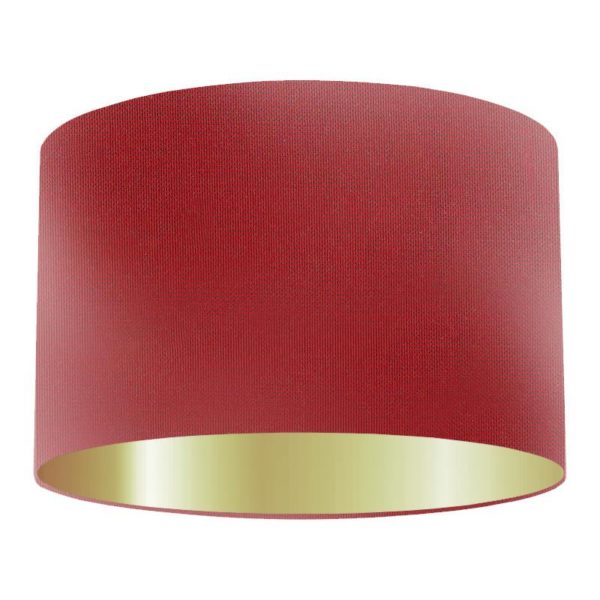 Burgundy Silk Drum Lampshade With Gold Lining