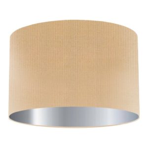 Camel Silk Drum Lampshade with Silver Lining
