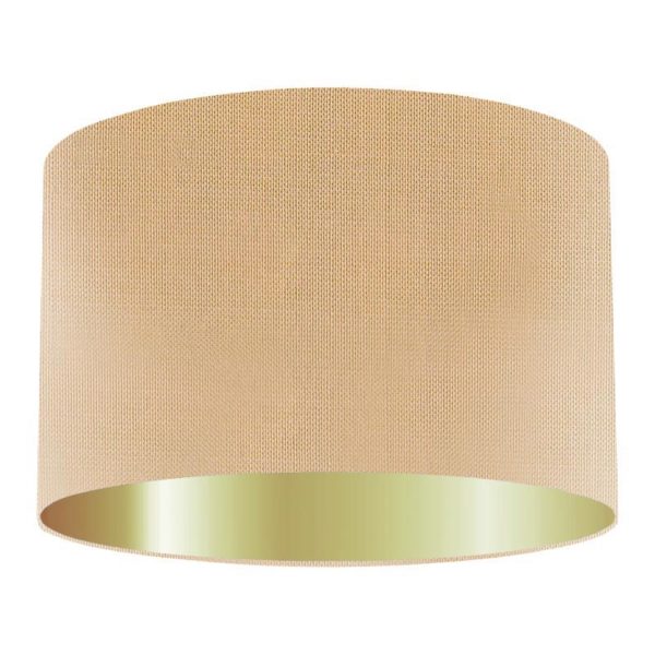 Camel Silk Drum Lampshade With Gold Lining