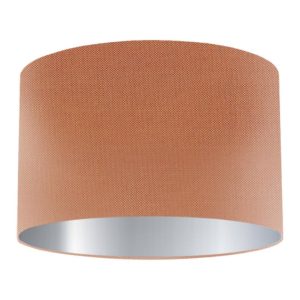 Cantaloupe Silk Drum Lampshade with Silver Lining