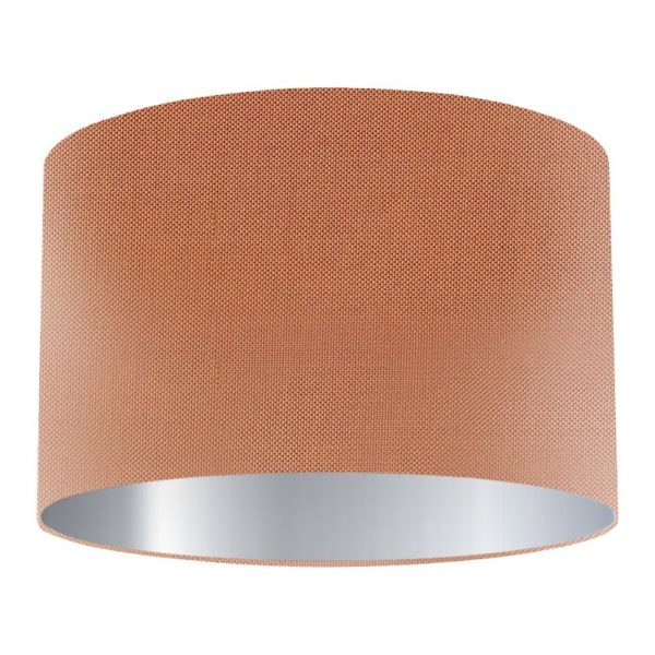 Cantaloupe Silk Drum Lampshade with Silver Lining