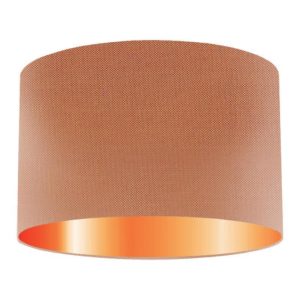Cantaloupe Silk Drum Lampshade With Copper Lining