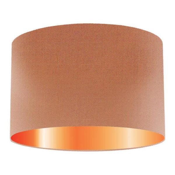 Cantaloupe Silk Drum Lampshade With Copper Lining
