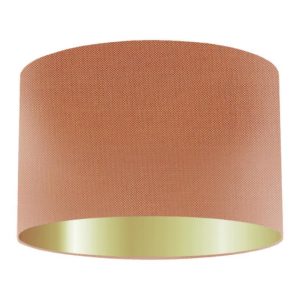 Cantaloupe Silk Drum Lampshade With Gold Lining