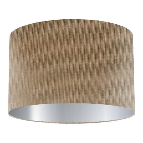 Cedar Silk Drum Lampshade with Silver Lining