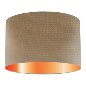 Cedar Silk Drum Lampshade With Copper Lining