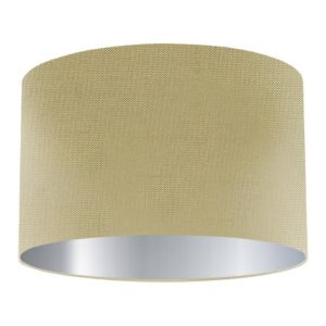 Celery Silk Drum Lampshade with Silver Lining