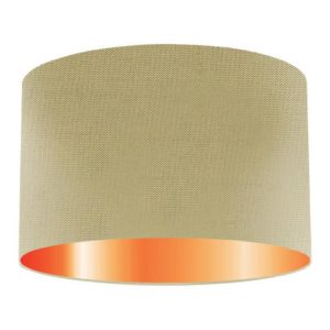 Celery Silk Drum Lampshade With Copper Lining