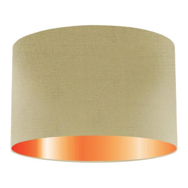 Celery Silk Drum Lampshade With Copper Lining