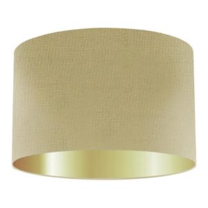 Celery Silk Drum Lampshade With Gold Lining