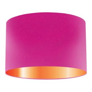 Cerise Silk Drum Lampshade With Copper Lining