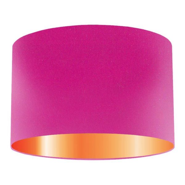 Cerise Silk Drum Lampshade With Copper Lining