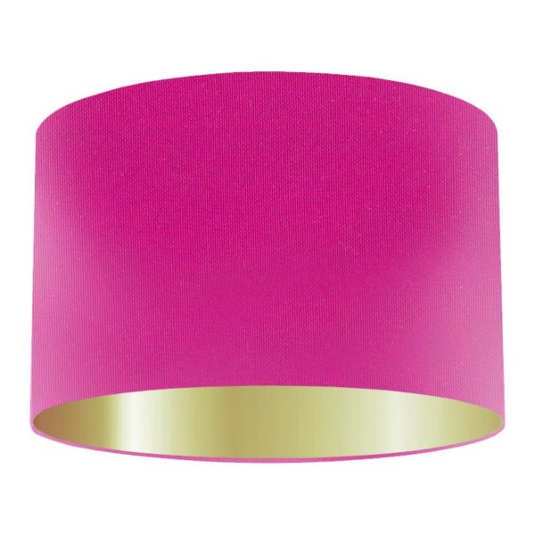 Cerise Silk Drum Lampshade With Gold Lining