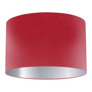 Cherry Silk Drum Lampshade with Silver Lining