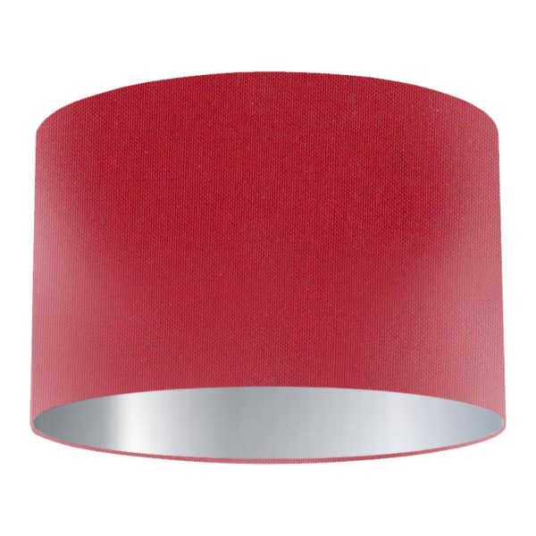 Cherry Silk Drum Lampshade with Silver Lining