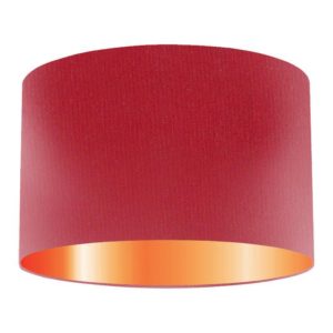 Cherry Silk Drum Lampshade With Copper Lining