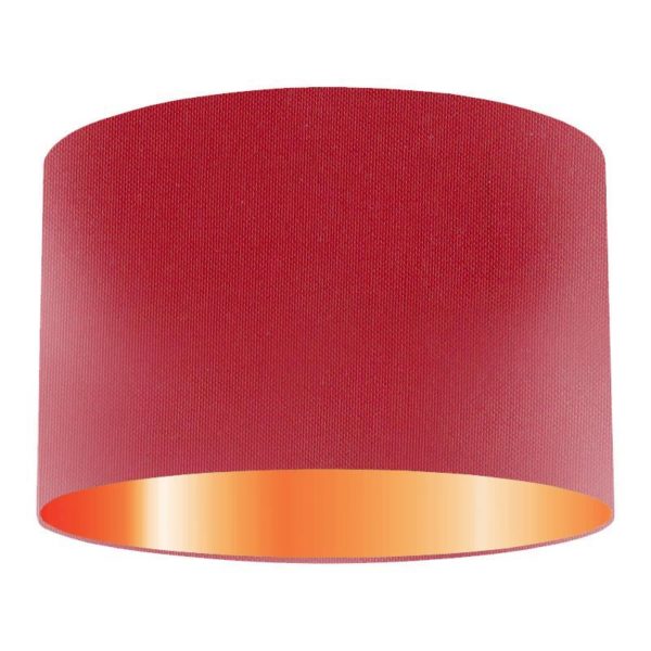 Cherry Silk Drum Lampshade With Copper Lining